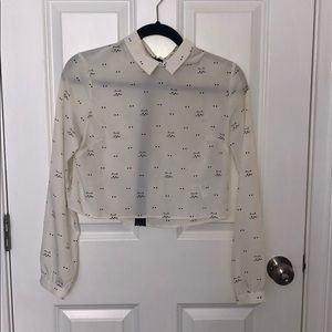 Collared cropped cat blouse